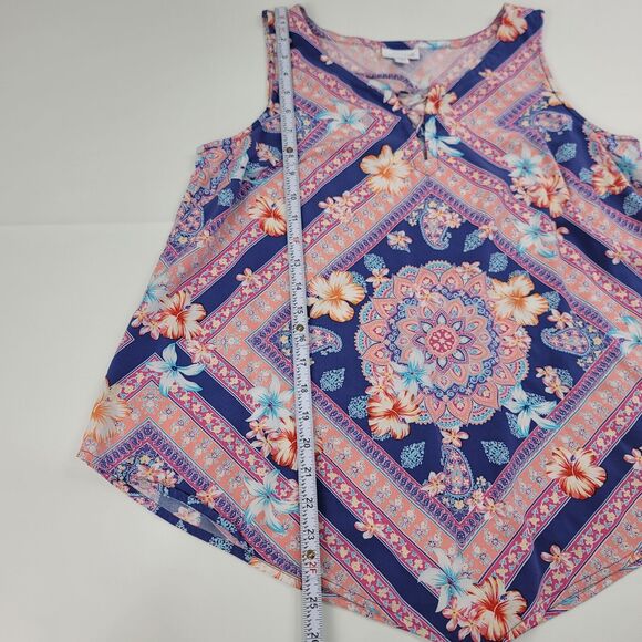 J. Jill‎ Handkerchief Tank Top Size Medium Petite Tie-Up Neckline Floral Paisley - Picture 8 of 8